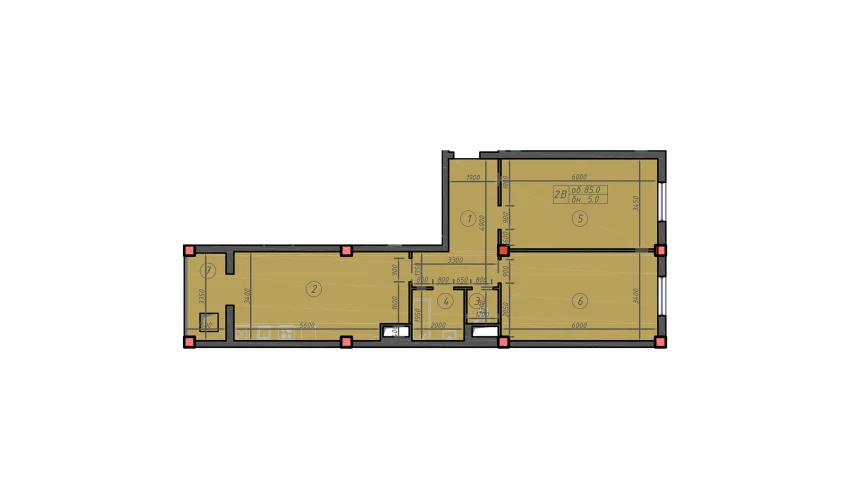 2-xonali xonadon 85 m²  7/12 qavat | Sokin hayot Turar-joy majmuasi