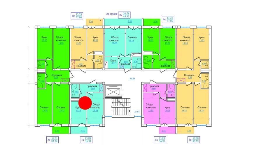 1-xonali xonadon 36.91 m²  2/9 qavat | PROVANS Turar-joy majmuasi