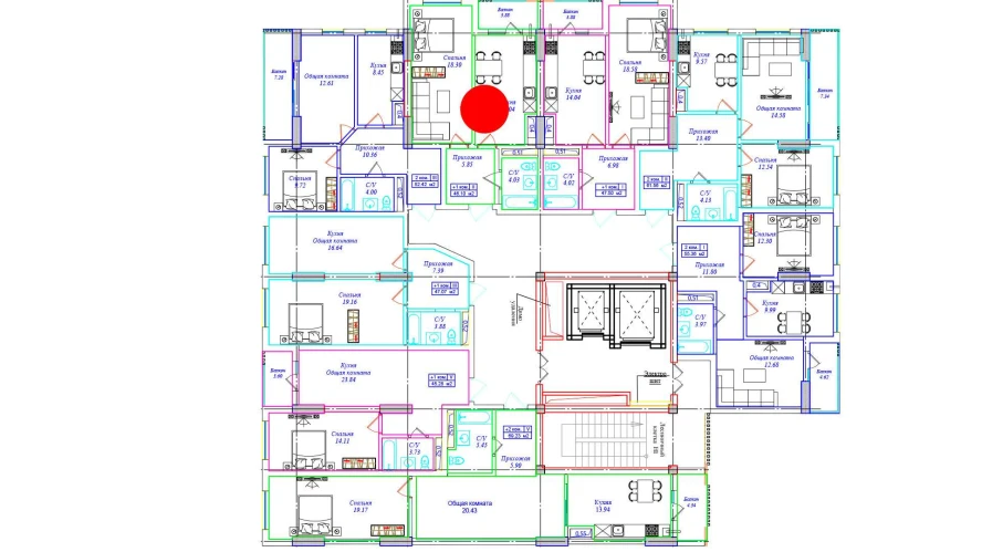 1-комн. квартира 46.1 м²  14/17 этаж | Жилой комплекс UCHTEPA CITY