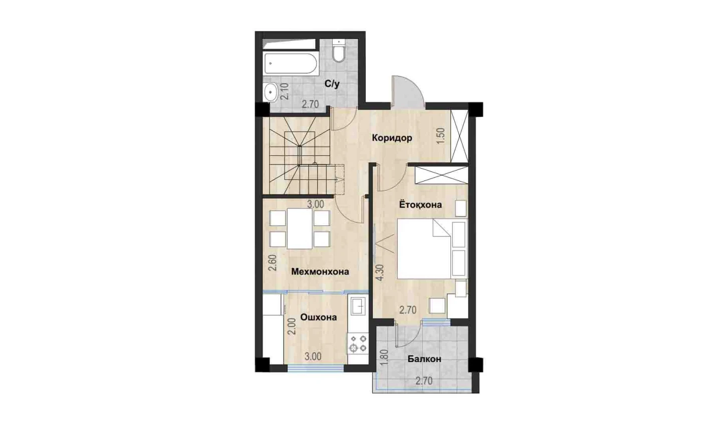 2-комн. квартира 100.59 м²  7/7 этаж | Жилой комплекс Bochka Resort