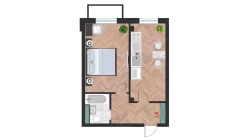 1-xonali xonadon 46.18 m²  9/10 qavat | Ko'kcha-Oqtepa Turar-joy majmuasi