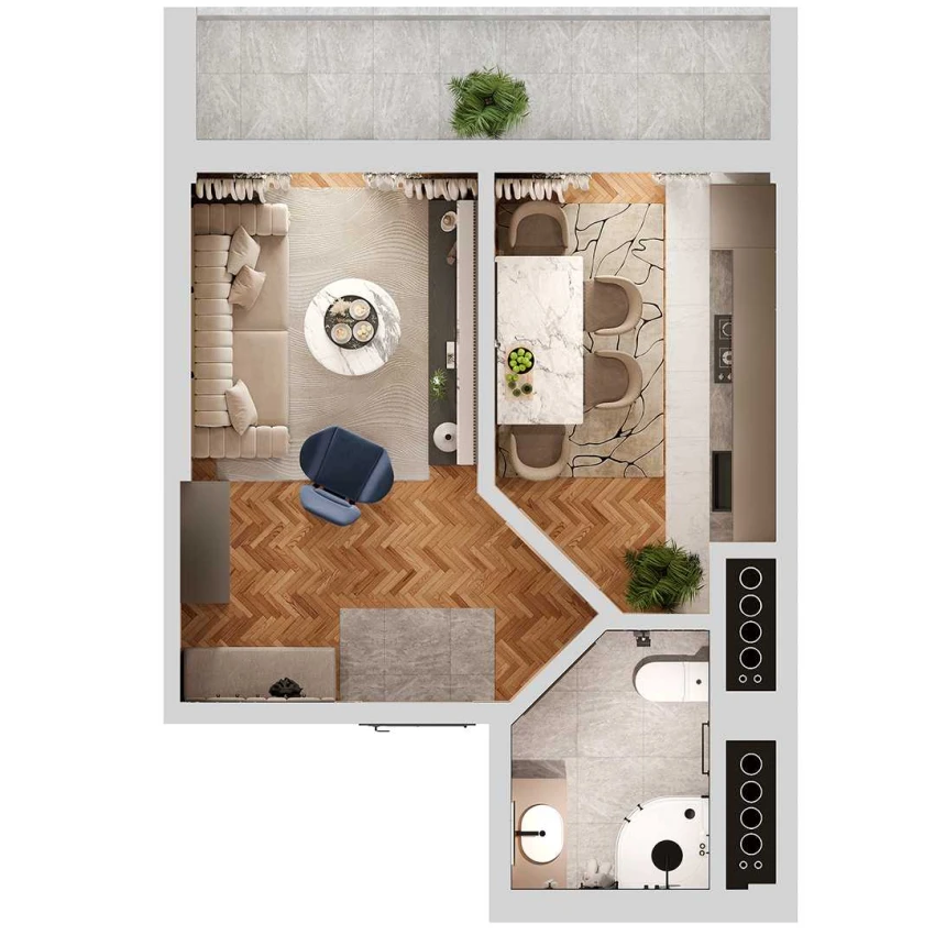 1-комн. квартира 33.2 м²  11/12 этаж | Жилой комплекс SOKIN SOHIL