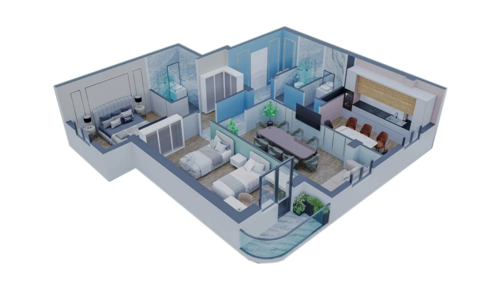 3-комн. квартира 103.5 м²  2/10 этаж | Жилой комплекс Ooo Angren smart city 1