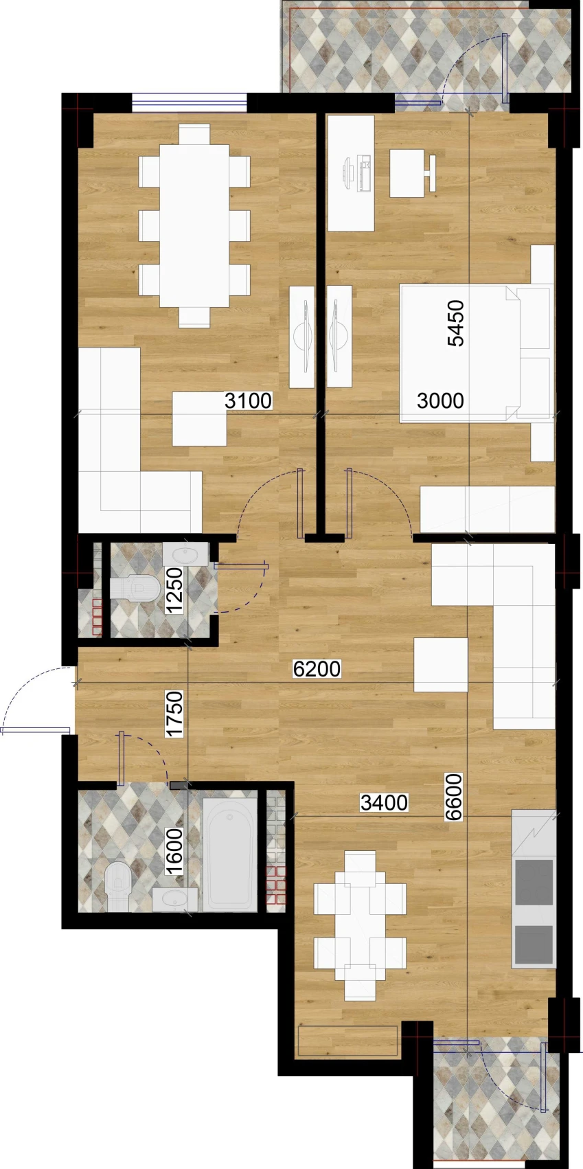 2-xonali xonadon 77.5 m²  7/7 qavat | O'ZBEGIM Turar-joy majmuasi