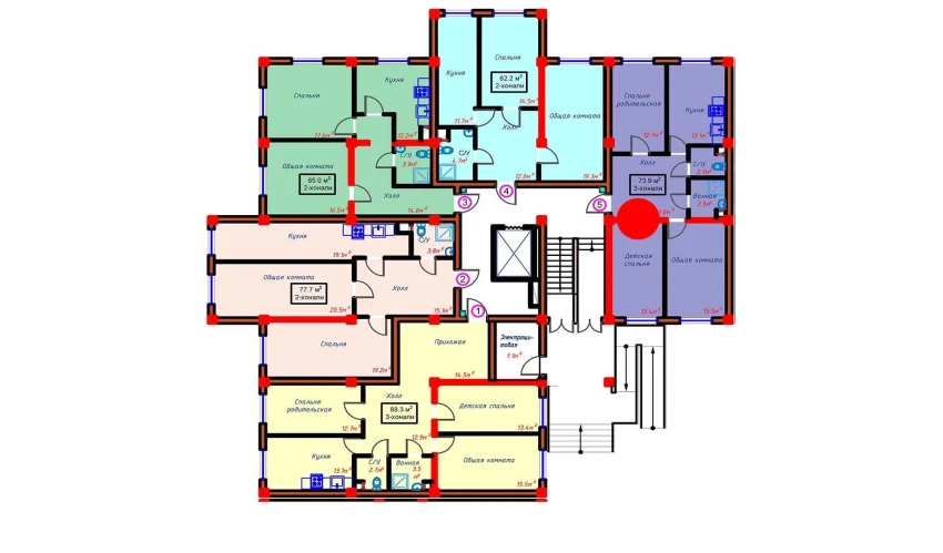 4-комнатная квартира 72.6 м²  9/10 этаж | Жилой комплекс Turon