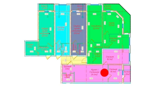 2-xonali xonadon 63.6 m²  6/16 qavat | DO'MBIROBOD RESIDENCE Turar-joy majmuasi