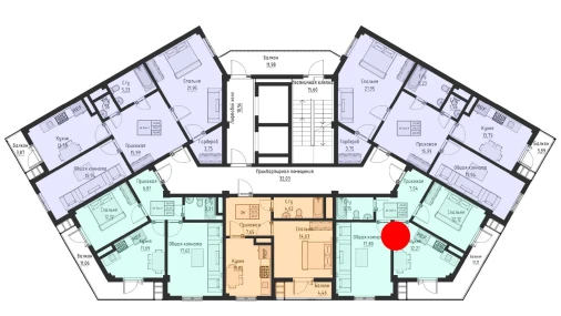 2-комнатная квартира 58.48 м²  3/15 этаж | Жилой комплекс Navro'z Residence