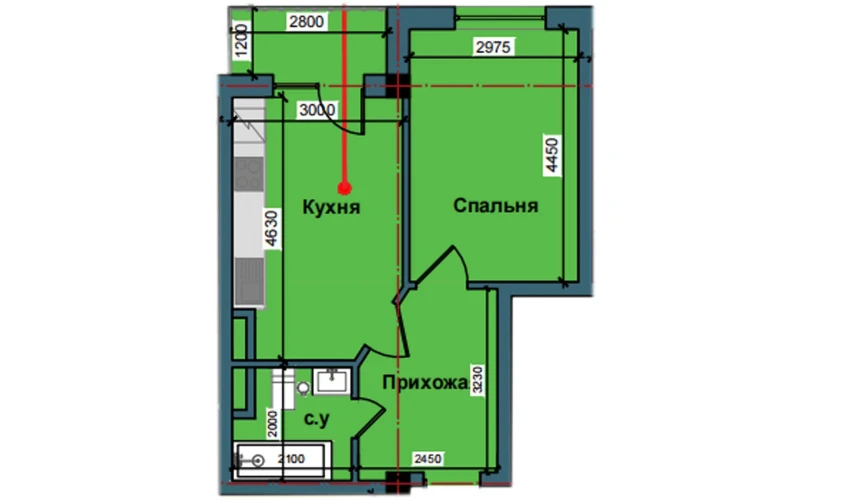 1-xonali xonadon 41.9 m²  3/9 qavat | NUR BARAKA Turar-joy majmuasi