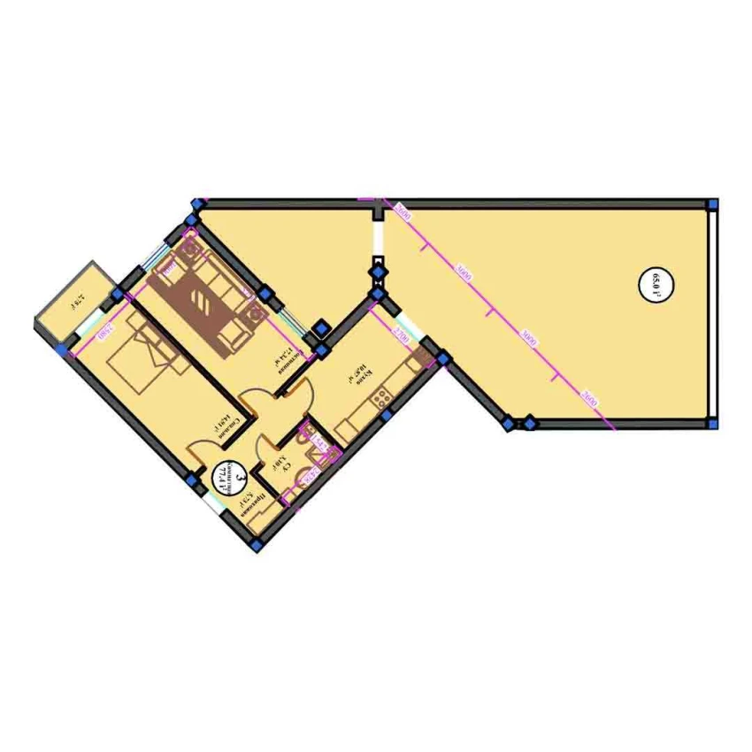 2-xonali xonadon 142.4 m²  3/11 qavat | ANHOR AVENUE Turar-joy majmuasi