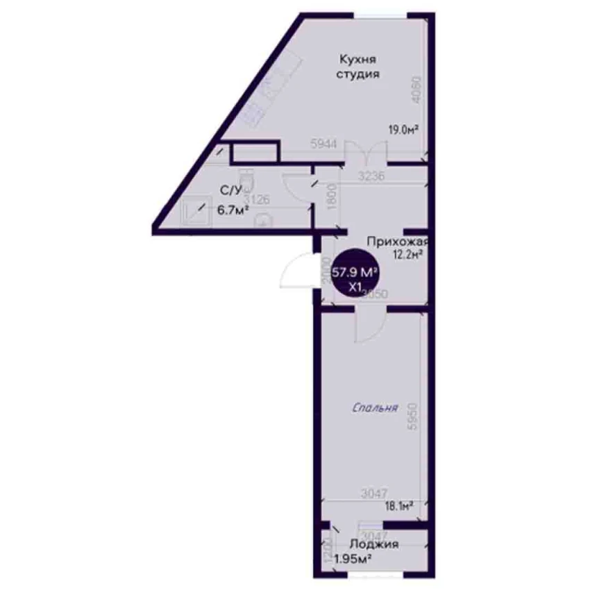 1-комн. квартира 57.9 м²  3/12 этаж | Жилой комплекс YAQINLAR