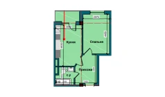 1-комн. квартира 42.8 м²  3/9 этаж | Жилой комплекс NUR BARAKA