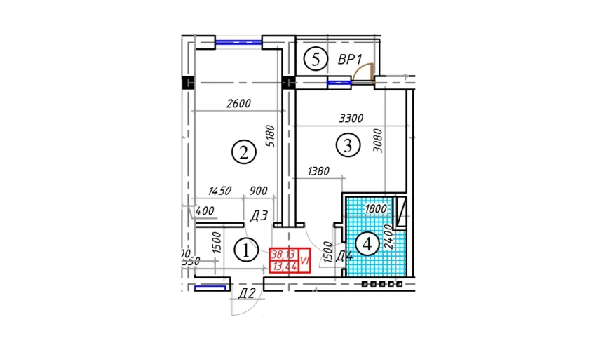 1-комнатная квартира 38.13 м²  2/5 этаж | Жилой комплекс BATOSH