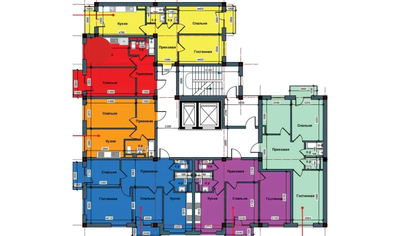 1-xonali xonadon 44.2 m²  4/10 qavat | NUR BARAKA Turar-joy majmuasi