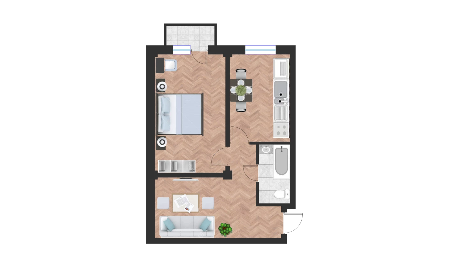 1-xonali xonadon 50.89 m²  7/10 qavat | Ko'kcha-Oqtepa Turar-joy majmuasi