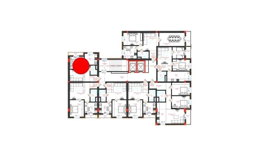 1-xonali xonadon 41 m²  5/12 qavat | CHINARA PARK Turar-joy majmuasi