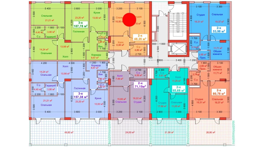 2-комн. квартира 48.35 м²  2/8 этаж | Жилой комплекс CAPITAL AVENUE