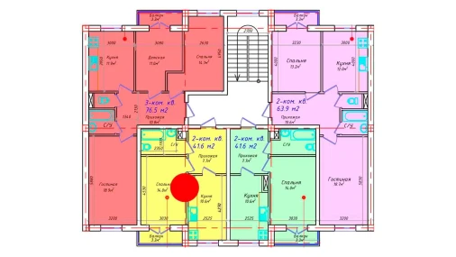 1-xonali xonadon 41.6 m²  4/5 qavat | CHIRCHIQ CITY Turar-joy majmuasi