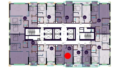 2-комнатная квартира 60 м²  11/20 этаж | Жилой комплекс Central Avenue