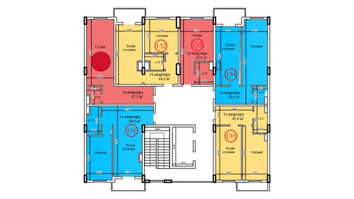 1-комнатная квартира 37.3 м²  13/14 этаж | Жилой комплекс Al-Barakat