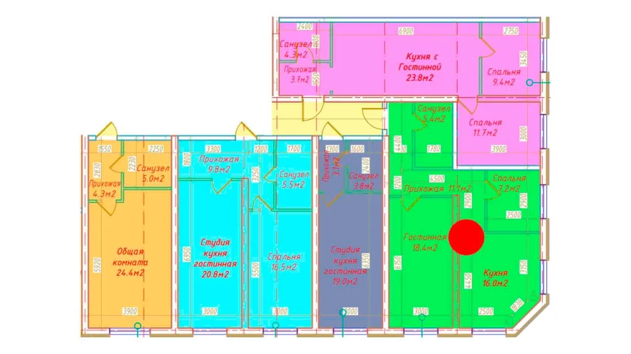 2-комн. квартира 58.1 м²  1/16 этаж | Жилой комплекс DO'MBIROBOD RESIDENCE