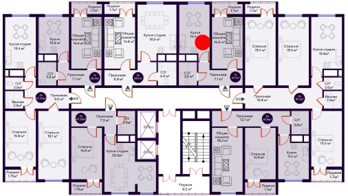1-комнатная квартира 41.7 м²  10/16 этаж | Жилой комплекс Crystal Avenue