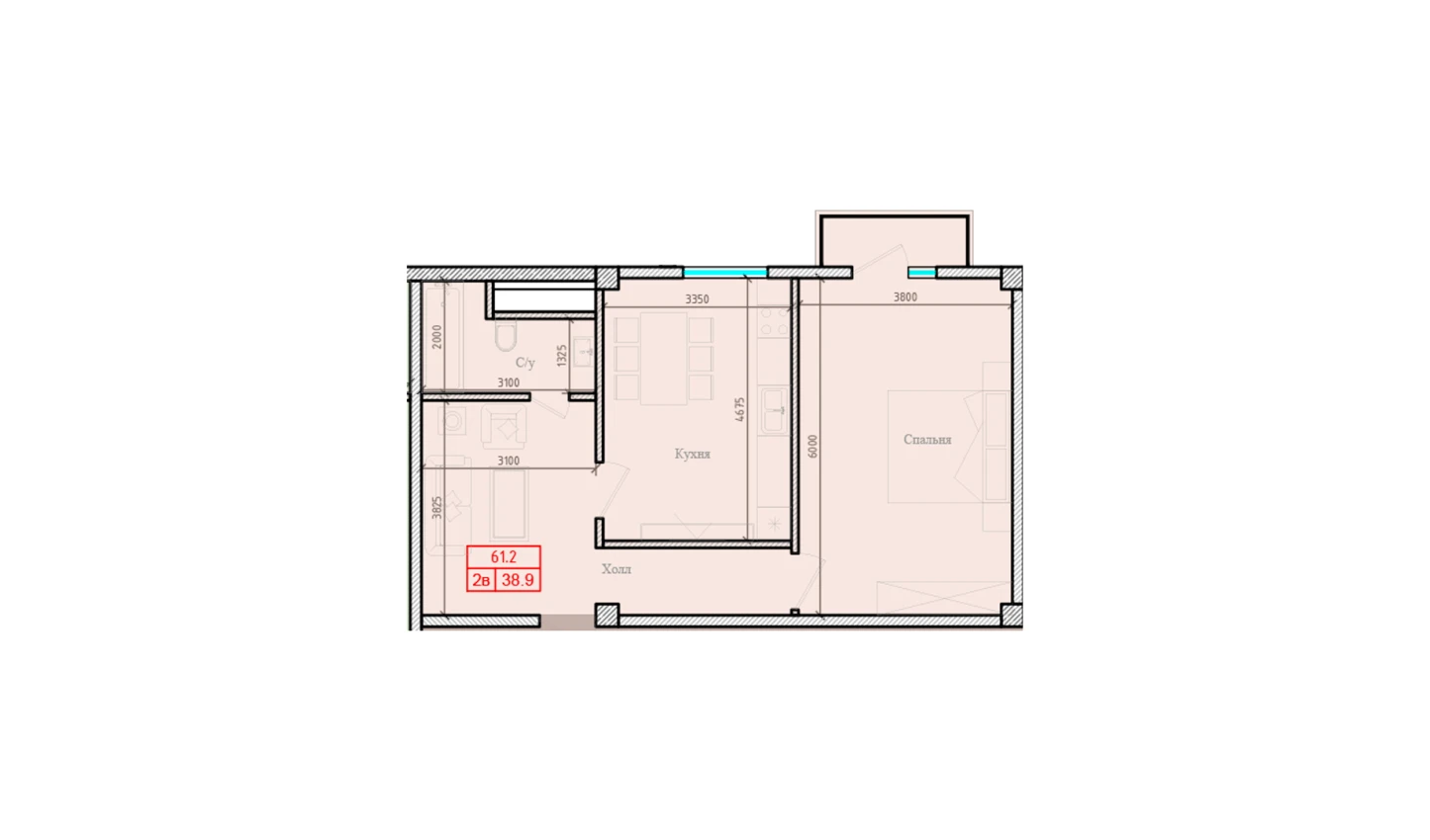 2-комн. квартира 61.2 м² 5/7 этаж | Жилой комплекс Gulbadanbegim 2-комн. квартира 61.2 м² 5/7 этаж | Жилой комплекс Gulbadanbegim