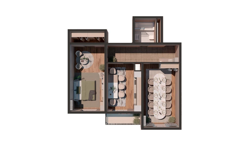 2-xonali xonadon 67.39 m²  11/16 qavat | JOMIY RESIDENCE Turar-joy majmuasi
