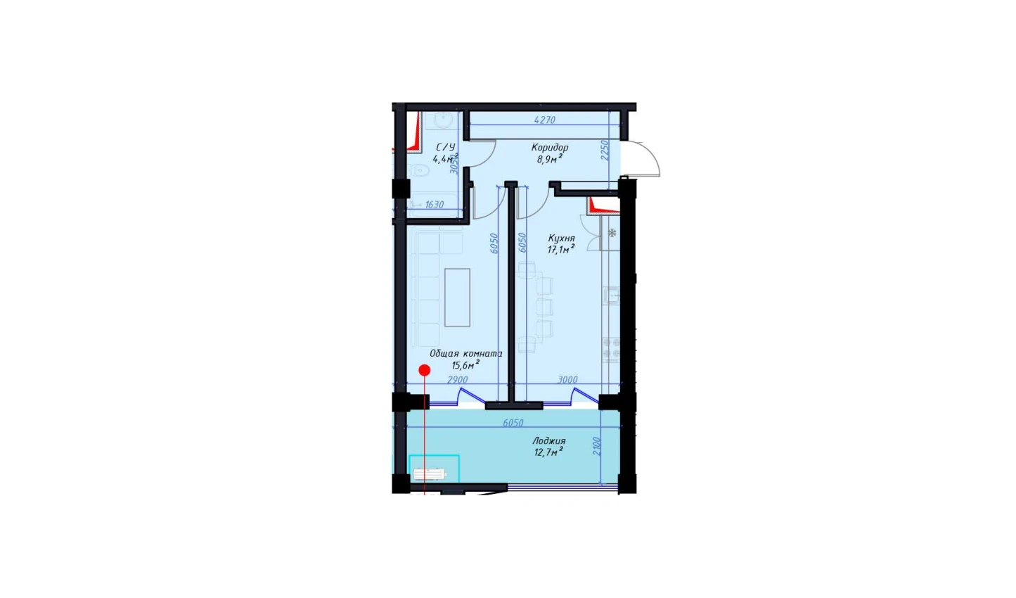 1-комн. квартира 58.7 м²  3/14 этаж | Жилой комплекс Avia Palace