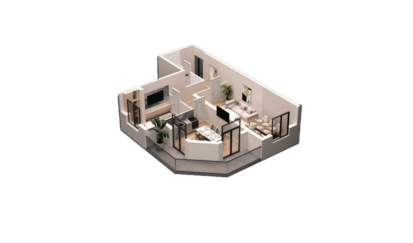 2-комн. квартира 80.8 м² 7/16 этаж | Жилой комплекс DO'MBIROBOD RESIDENCE 2-комн. квартира 80.8 м² 7/16 этаж | Жилой комплекс DO'MBIROBOD RESIDENCE