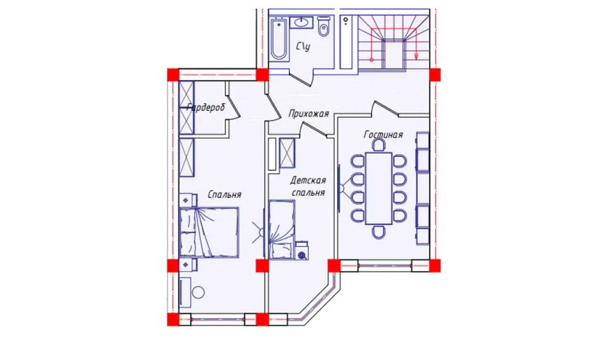 3-xonali xonadon 70.8 m²  8/8 qavat | STAR HOUSE RESIDENCE Turar-joy majmuasi
