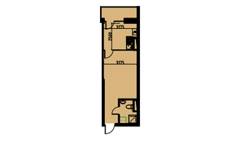 1-xonali xonadon 30.31 m²  9/10 qavat | YANGIOBOD RESIDENCE Turar-joy majmuasi