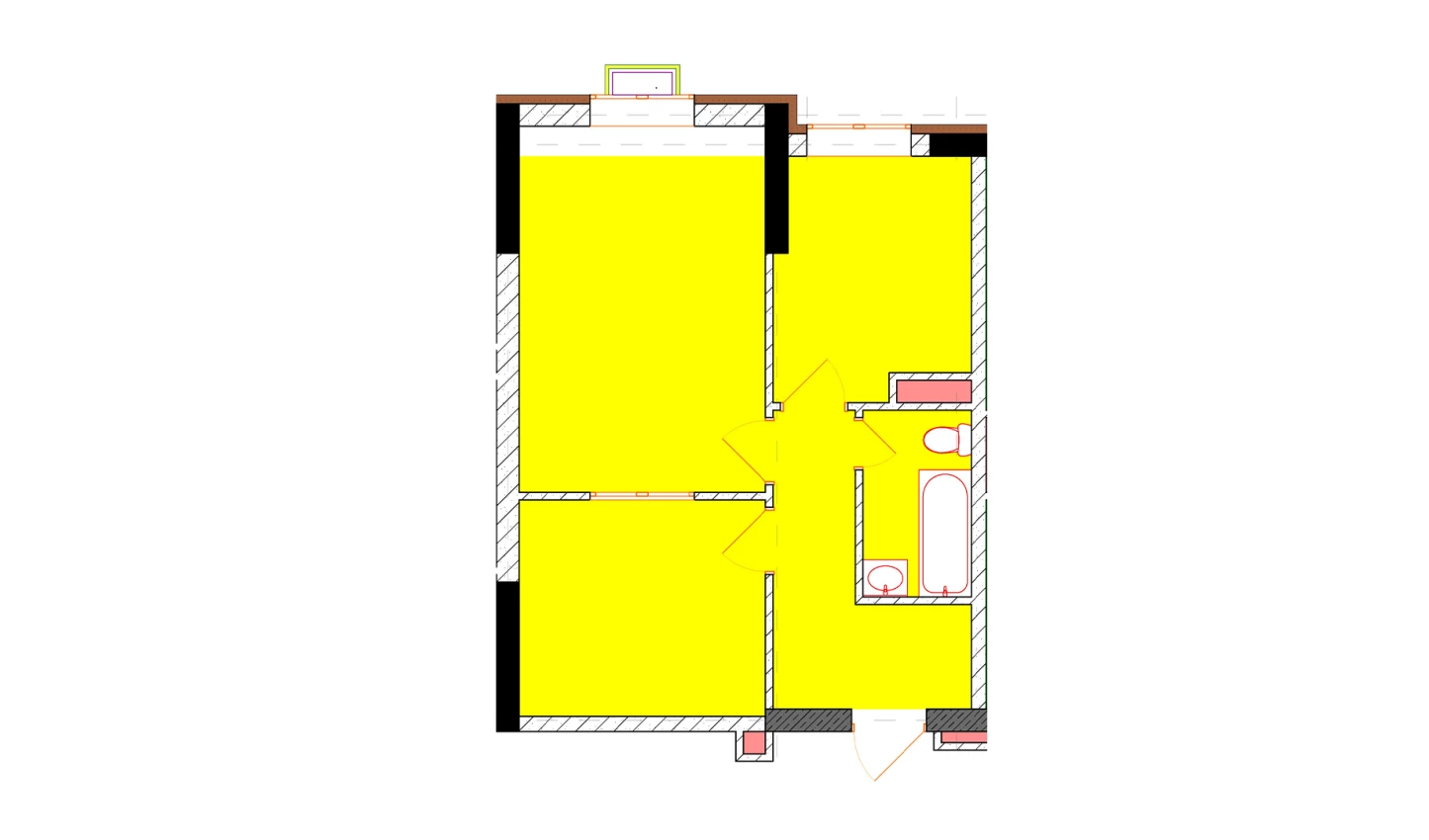 2-xonali xonadon 45.1 m²  3/9 qavat | Uchtepa Avenue Turar-joy majmuasi