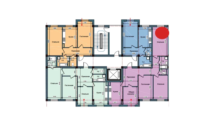 4-xonali xonadon 109.9 m²  2/10 qavat | NUR BARAKA Turar-joy majmuasi