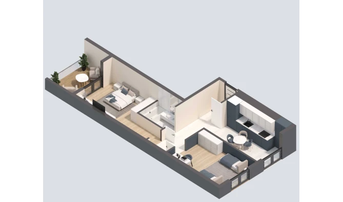 2-xonali xonadon 53.5 m²  7/14 qavat | PARVOZ Turar-joy majmuasi