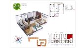 2-xonali xonadon 66.2 m²  3/9 qavat | Uchtepa Avenue Turar-joy majmuasi