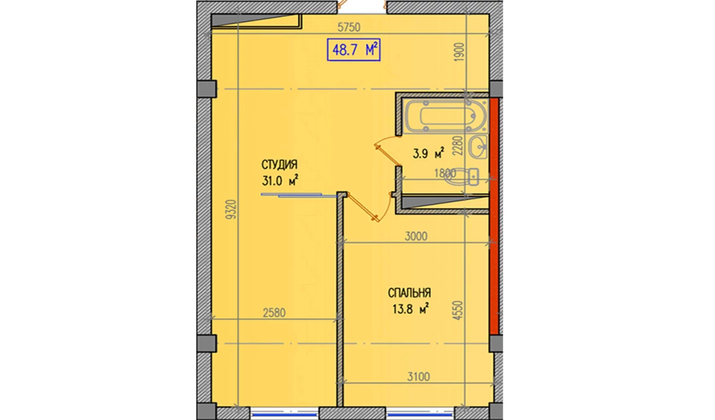 2-комн. квартира 48.7 м² 3/9 этаж | Жилой комплекс Yuksalish Nurafshon 2-комн. квартира 48.7 м² 3/9 этаж | Жилой комплекс Yuksalish Nurafshon