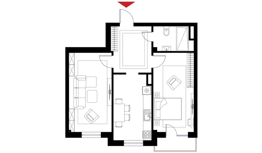 2-комнатная квартира 67.8 м²  4/6 этаж | Жилой комплекс CHOSHTEPA GARDEN