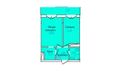 2-xonali xonadon 45.33 m²  3/9 qavat | PROVANS Turar-joy majmuasi