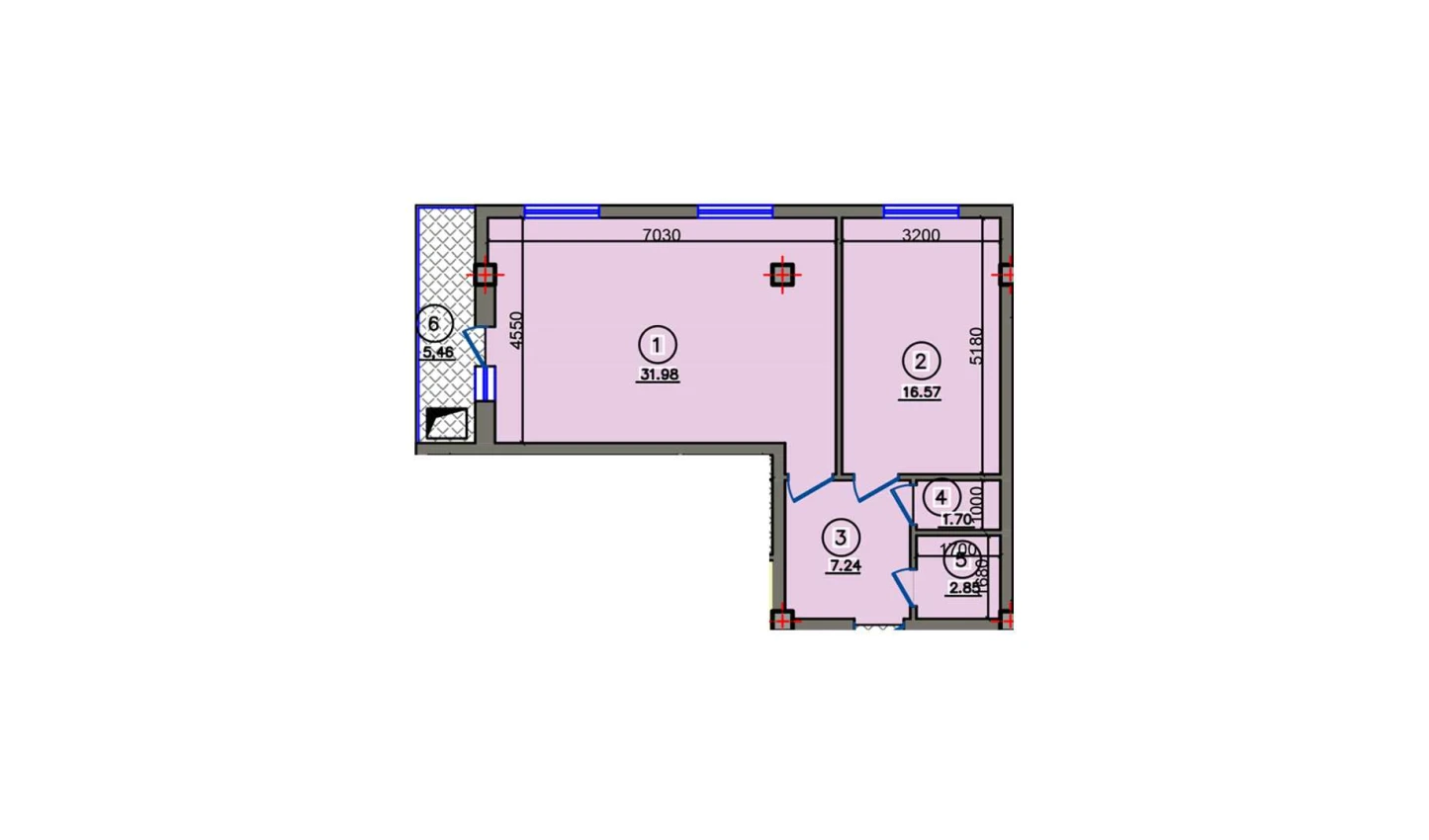 1-xonali xonadon 64.2 m²  3/10 qavat | Qibray City Turar-joy majmuasi