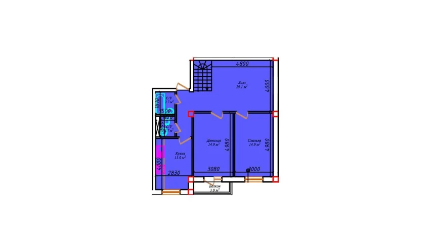 3-xonali xonadon 79.3 m²  5/6 qavat | CHIRCHIQ CITY Turar-joy majmuasi