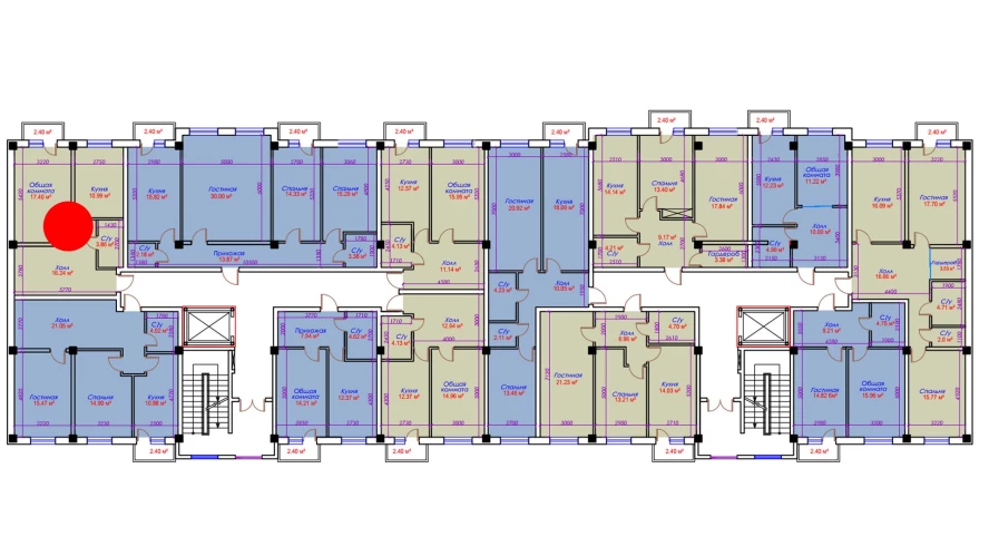 1-xonali xonadon 50.89 m²  5/10 qavat | Ko'kcha-Oqtepa Turar-joy majmuasi