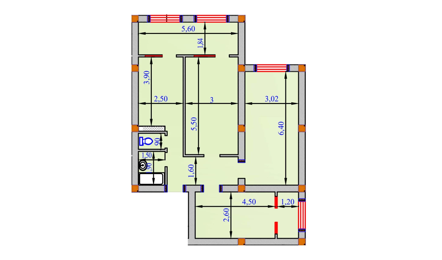 3-xonali xonadon 99 m²  1/9 qavat | SHOHSAROY Turar-joy majmuasi