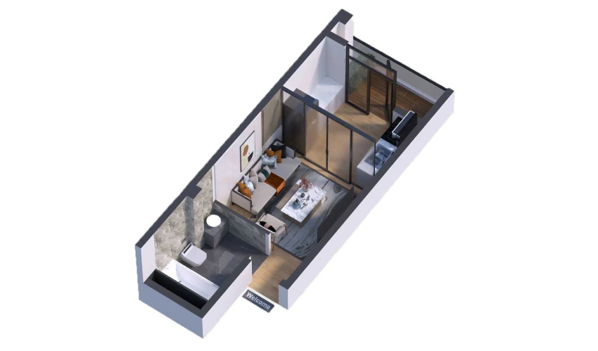 1-комнатная квартира 57.56 м²  7/7 этаж | Жилой комплекс Bochka Resort
