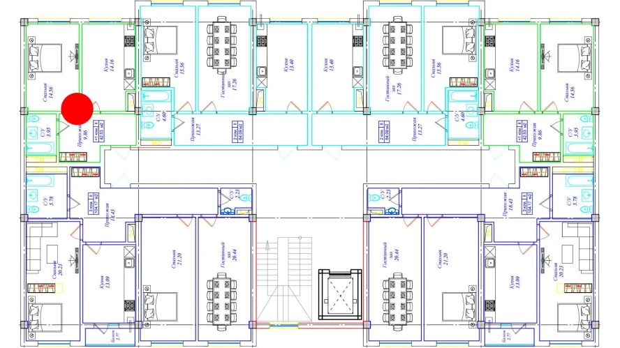 1-xonali xonadon 42.53 m²  7/9 qavat | UCHTEPA CITY Turar-joy majmuasi
