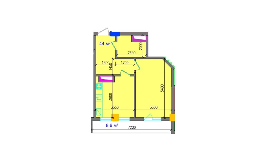 2-xonali xonadon 52.6 m²  12/12 qavat | SOKIN SOHIL Turar-joy majmuasi