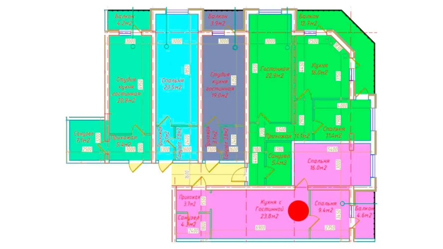 2-комн. квартира 61.8 м²  3/16 этаж | Жилой комплекс DO'MBIROBOD RESIDENCE