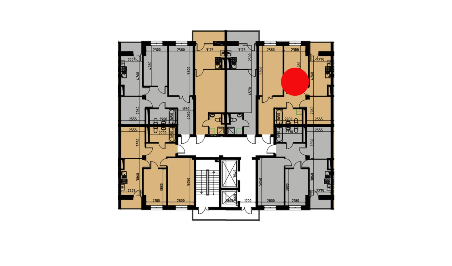 2-комн. квартира 60.35 м²  9/10 этаж | Жилой комплекс YANGIOBOD RESIDENCE