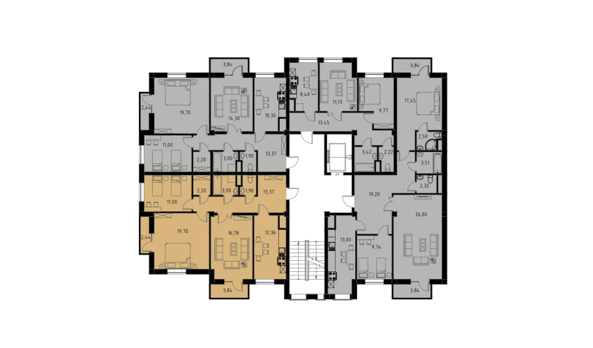 3-xonali xonadon 82.19 m²  4/9 qavat | MINGCHINOR Turar-joy majmuasi