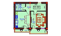 1-комн. квартира 55 м²  8/9 этаж | Жилой комплекс BAHOR