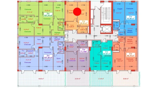 2-комнатная квартира 48.35 м²  2/8 этаж | Жилой комплекс CAPITAL AVENUE